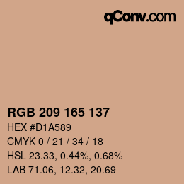 カラーコード: RGB 209 165 137 | qconv.com