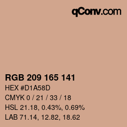 Color code: RGB 209 165 141 | qconv.com