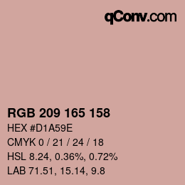 カラーコード: RGB 209 165 158 | qconv.com