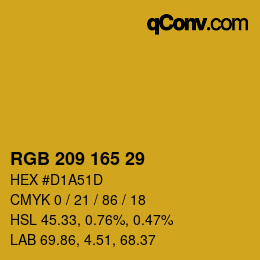 Color code: RGB 209 165 29 | qconv.com