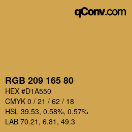 カラーコード: RGB 209 165 80 | qconv.com