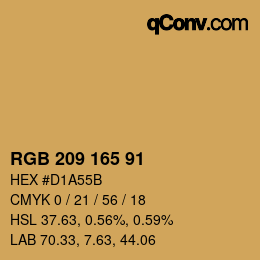 カラーコード: RGB 209 165 91 | qconv.com