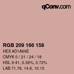 カラーコード: RGB 209 166 158 | qconv.com