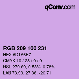 カラーコード: RGB 209 166 231 | qconv.com