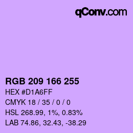 Color code: RGB 209 166 255 | qconv.com