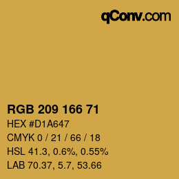Color code: RGB 209 166 71 | qconv.com