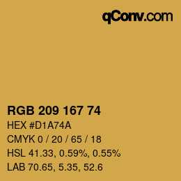 カラーコード: RGB 209 167 74 | qconv.com