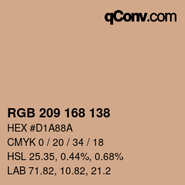 カラーコード: RGB 209 168 138 | qconv.com