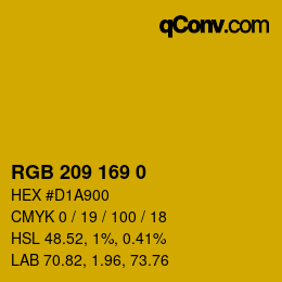 Color code: RGB 209 169 0 | qconv.com