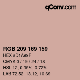 颜色代码: RGB 209 169 159 | qconv.com
