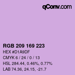 Color code: RGB 209 169 223 | qconv.com