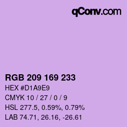 Color code: RGB 209 169 233 | qconv.com