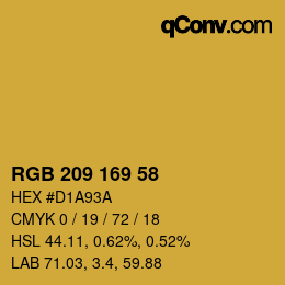 Color code: RGB 209 169 58 | qconv.com