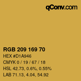 Color code: RGB 209 169 70 | qconv.com