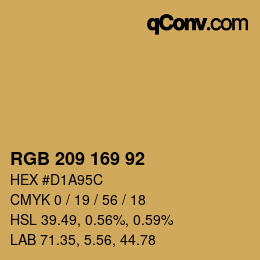 カラーコード: RGB 209 169 92 | qconv.com