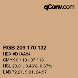 カラーコード: RGB 209 170 132 | qconv.com