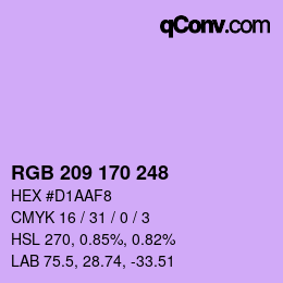 カラーコード: RGB 209 170 248 | qconv.com