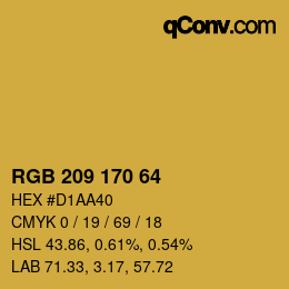 颜色代码: RGB 209 170 64 | qconv.com