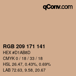 Color code: RGB 209 171 141 | qconv.com