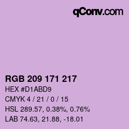 Color code: RGB 209 171 217 | qconv.com