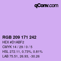颜色代码: RGB 209 171 242 | qconv.com