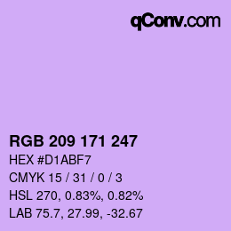 Color code: RGB 209 171 247 | qconv.com