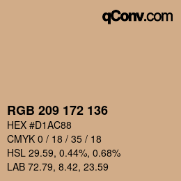 カラーコード: RGB 209 172 136 | qconv.com