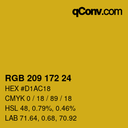 Color code: RGB 209 172 24 | qconv.com