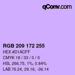 Color code: RGB 209 172 255 | qconv.com