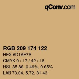 颜色代码: RGB 209 174 122 | qconv.com