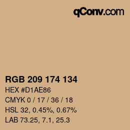 Color code: RGB 209 174 134 | qconv.com