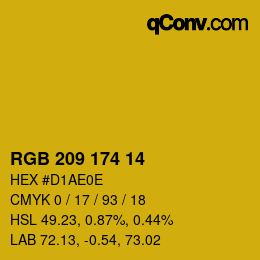 Color code: RGB 209 174 14 | qconv.com
