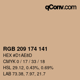 Color code: RGB 209 174 141 | qconv.com