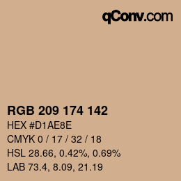 Color code: RGB 209 174 142 | qconv.com