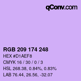 Color code: RGB 209 174 248 | qconv.com