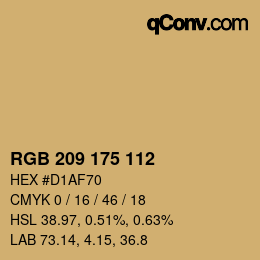 Color code: RGB 209 175 112 | qconv.com