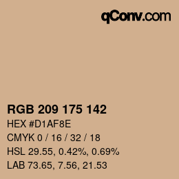 Color code: RGB 209 175 142 | qconv.com