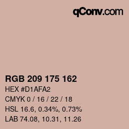 カラーコード: RGB 209 175 162 | qconv.com