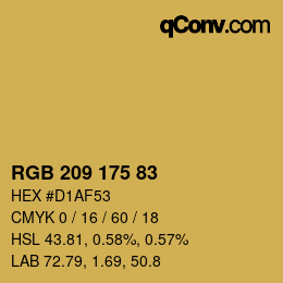 Color code: RGB 209 175 83 | qconv.com
