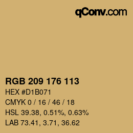 カラーコード: RGB 209 176 113 | qconv.com