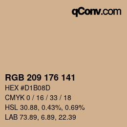 Color code: RGB 209 176 141 | qconv.com
