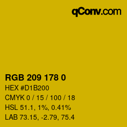 Color code: RGB 209 178 0 | qconv.com