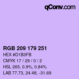 カラーコード: RGB 209 179 251 | qconv.com