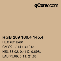 カラーコード: RGB 209 180.4 145.4 | qconv.com