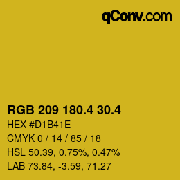 カラーコード: RGB 209 180.4 30.4 | qconv.com