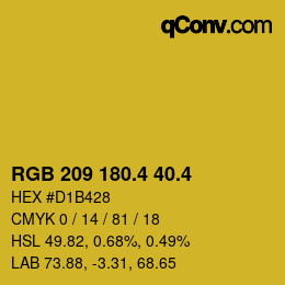 カラーコード: RGB 209 180.4 40.4 | qconv.com