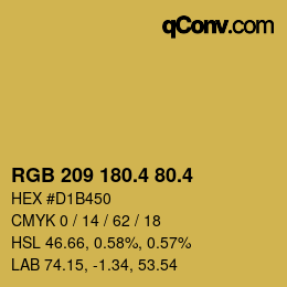 カラーコード: RGB 209 180.4 80.4 | qconv.com