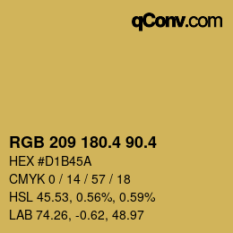 カラーコード: RGB 209 180.4 90.4 | qconv.com