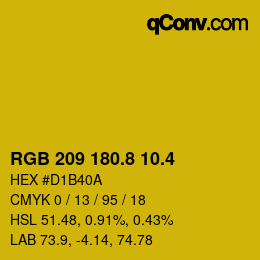 カラーコード: RGB 209 180.8 10.4 | qconv.com