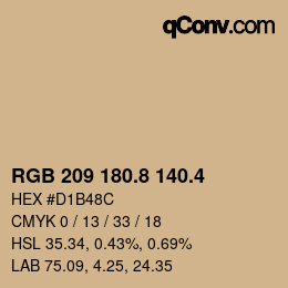カラーコード: RGB 209 180.8 140.4 | qconv.com